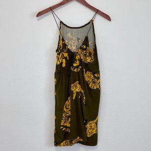 Hurley Mini Dress Olive Green Tiger Print Dress